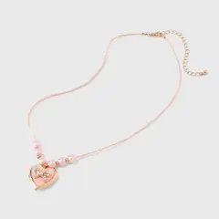 Girls' Pink Bow Locket Necklace - Cat & Jack&trade; Pink