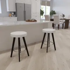 Merrick Lane Contemporary Counter Stool with Retro 4-Point Wood Legs and Metal Footrest