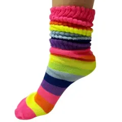 Neon Rainbow Slouch Socks the Sock Panda (Women's Sizes, Adult Medium) - Midweight