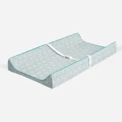 Bacati - Floral Quilted Muslin Changing Pad Cover Aqua