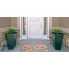 Padgett Washable Outdoor Rug Aqua Blue/Orange - Linon