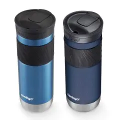 Contigo SNAPSEAL Insulated Stainless Steel Travel Mug with Grip, 20 oz, Blue Corn & Midnight Berry, 2-Pack