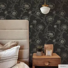 Tempaper Peonies Peel and Stick Wallpaper