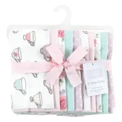 Hudson Baby Infant Girl Cotton Flannel Burp Cloths, Tea Party, One Size