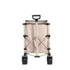 INFURNIC Wheelbarrows And Lawn Carts Heavy Duty Folding Utility Yard Cart, Beach Wagon Lawn Cart With Big Wheels, Beige, 20.87"*42.91"*32.68"