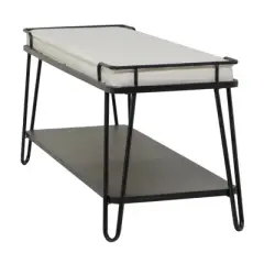 Industrial Upholstered Metal Bench Black - Olivia & May