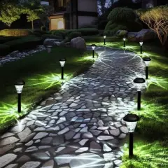 GIGALUMI 12-Pack Solar Outdoor Lights, Upgraded Waterproof Solar Garden Lights for Patio,Lawn and Yard,Cold White Landscape Lighting