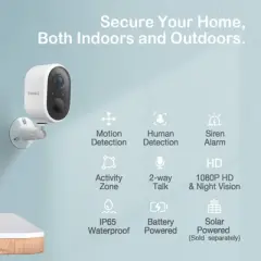 Sense-U Battery Camera Smart Baby Monitor Indoor and Outdoor with Night Vision PIR Motion Detection Alarm - White