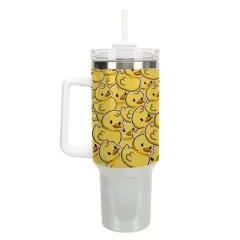 100 North Yellow Rubber Duck Cartoon Collage 40 oz. Stainless Steel, Large Water Bottle Coffee Mug, Spill & Leak Resistant, Thermal Travel Tumbler