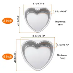 Unique Bargains Aluminum Alloy Removable Bottom Nonstick Heart Shape Novelty Cake Pans 1 Set