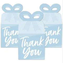 Big Dot of Happiness Dusty Blue Elegantly Simple - Square Favor Gift Boxes - Guest Party Favors Bow Boxes - Set of 12