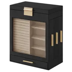 SONGMICS 5-Layer Jewelry Box with Large Mirror, Modern Jewelry Organizer with 3 Side Drawers, Jewelry Storage