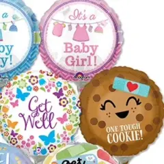 LoonBalloon 9 Inch Get Well & Baby Stick Value Pack Balloons (30 Pack) - Pre-Inflated