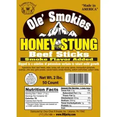 Buffalo Bills 2-lb Honey Stung 5" Ole Smokies Saddlebag (50 twist end beef sticks per saddlebag)