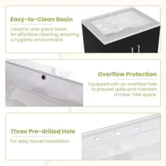 Hyleory 25" Modern Bathroom Vanity With Ceramic Basin, Undermount Sink Cabinet, Free Standing Storage Cabinet With Sink Combo Set