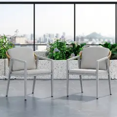 7-Piece Outdoor Dining Set Patio Set with PE Rattan Dining Chair and Extendable Dining Table, Acacia Wood, Gray+Natural-ModernLuxe