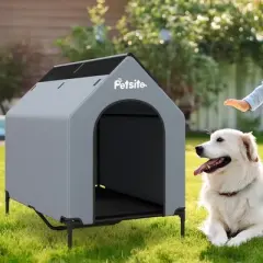 Tangkula 43" Elevated Dog House for Small Breeds Large Pet House w/ Ventilated Windows