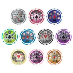 Slickblue 14-Gram Poker Chips 25-Pack, Hi Roller Design, Laser Inlay Art, Casino Play, $1-$10,000
