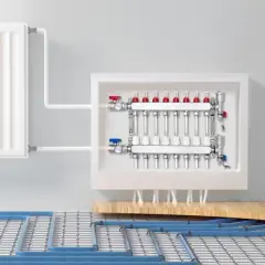 VEVOR 8-Branch Radiant Heat Manifold, 1/2" PEX Tubing Manifold, Stainless Steel PEX Manifold for Hydronic Radiant Floor Heating, Silver