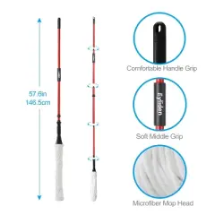 Racxily 57.5" long handle self bending twist mop, dry & wet ultra-fine fiber floor mop, wet mop for floor cleaning, commercial and household cleaning