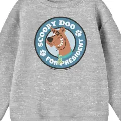 Scooby Doo For President Youth Athletic Gray Crew Neck Sweatshirt