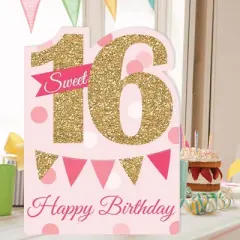Big Dot of Happiness Sweet 16 - Happy 16th Birthday Giant Greeting Card - Big Shaped Jumborific Card