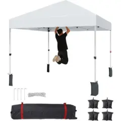 Outdoor Tent, Portable Coating Tent 10 x 10 ft, Picnic Tent, Folding Canopy Tent with Hand Bag, Waterproof Windproof UV Protection Tent, White