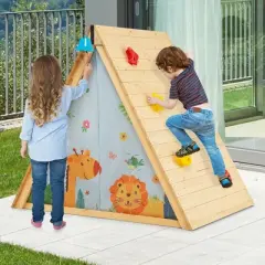 Costway Climbing Triangle with Tent Triangle Climber Crawling Toys for Kids & Baby