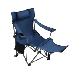 DSVIMOY Camping Chair, Outdoor Portable Chair with Adjustable Levels, Camping Chair with Side Pockets & Cup Holder, Dark Blue, 44.9"*20.9"*35.4"