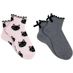 Everything Legwear Halloween Cat 2 Pair Ruffle Anklet Socks