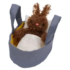 Manhattan Toy Moppettes Beau Bunny Stuffed Animal Nurturing Playset with Bunny Plush Toy, Fabric Bassinet, Blanket & Pillow