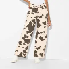 Women's High-Rise Straight Leg Pants - Wild Fable&trade; Brown Cow Print