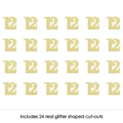 Big Dot of Happiness Gold Glitter 12 - No-Mess Real Gold Glitter Cut-Out Numbers - 12th Birthday Party Confetti - Set of 24