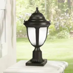John Timberland Casa Sorrento Rustic Outdoor Post Light Pier Mount Fixture Black 16 3/4" Marbleized Glass for Exterior Barn Deck House Porch Yard Home