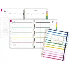 Emily Ley for At-A-Glance 9.25"x11.25" 2025-2026 Weekly/Monthly Happy Stripe Teacher Large Planner, Teacher Supplies