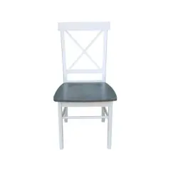 Set of 2 X Back Chairs with Solid Wood Seat White/Gray - International Concepts