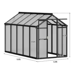 GustoWave  Walk-In Polycarbonate Greenhouse with Aluminum Frame, Black.
