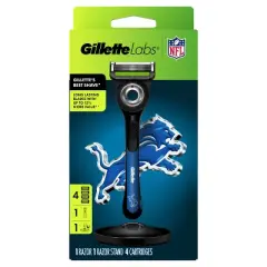 Gillette Labs Men's Special NFL Lions Edition Shaving Razor with 4 Refills and Magnetic Stand