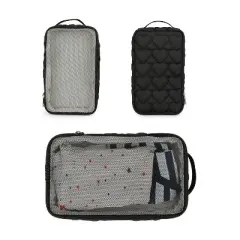 Itopfox 2-Pack Waterproof Hanging Diaper Bags, Reusable & Washable Organizer Pouches for Baby Clothes, Swimsuits & More (Black & White)