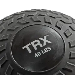 TRX 40 Pound Weighted Textured Tread Slip Resistant Rubber Slam Ball for High Intensity Full Body Workouts and Indoor or Outdoor Training, Black