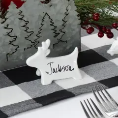 AuldHome Design Reindeer Place Card Holders 12pk, Ceramic Reusable Christmas Place Markers for Table