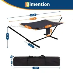 GustoWave Premium 2-Person Hammock Set with Quick-Lock Steel Stand &ndash; Commercial-Grade Outdoor Lounger for Patio, Camping & Backyard