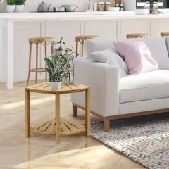 Sorbus 2 Tier Bamboo Corner Shower Stool with Shelf