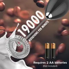 PowerLix Milk Frother Handheld Battery Operated Electric Whisk Foam Maker For Coffee With Stainless Steel Stand Included