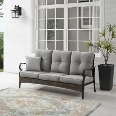 Dahlia Outdoor Steel Sofa Taupe/Matte Black - Crosley