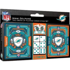 MasterPieces Officially Licensed NFL Miami Dolphins 2-Pack Playing cards & Dice set for Adults