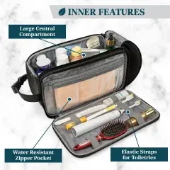 PAVILIA Toiletry Bag for Men Women, Canvas Travel Dopp Kit, Water Resistant Hygiene Toiletries Organizer, Shaving Accessories Bag