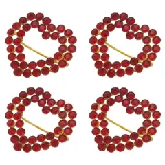 Saro Lifestyle Saro Lifestyle Napkin Rings With Beaded Heart Design (Set of 4), Red,