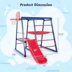 Costway 7-In-1 Kids Indoor Playground w/ Slide Climbing Net Crowling Ladder Rope Ladder