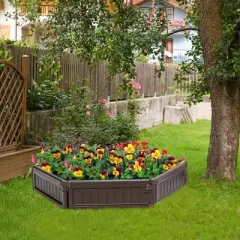 Costway Raised Garden Bed Kit Outdoor Planter Box  Planting Flower Container Brown